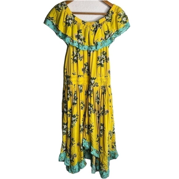 Matilda Jane Hooked on a Feeling Dress Yellow Ruffle Floral Size Large - Picture 4 of 5